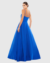 Blue Classic A-Line V-Neck Ball Gown