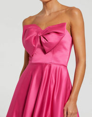 Pink Strapless A-Line Bow Ballgown