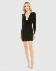 Long Sleeve Front Knot Jersey Mini Dress - FINAL SALE
