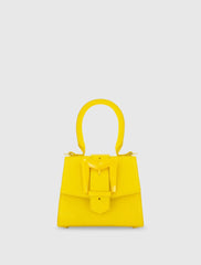 Buckled Mini Croco Leather Handbag with Detachable Strap