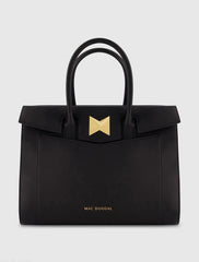Black Large Leather Briefcase Bag With Gold Hardware