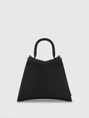 Black Medium Angular Leather Handbag With Gold Hardware