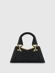 Black Angular Quilted Napa Leather Handbag