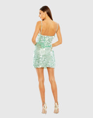Green Slim Strap Paillette Sequin Mini Dress - FINAL SALE