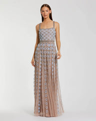 Light Blue Sleeveless Embellished A-line Gown