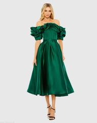 Off The Shoulder Tea Length Dress