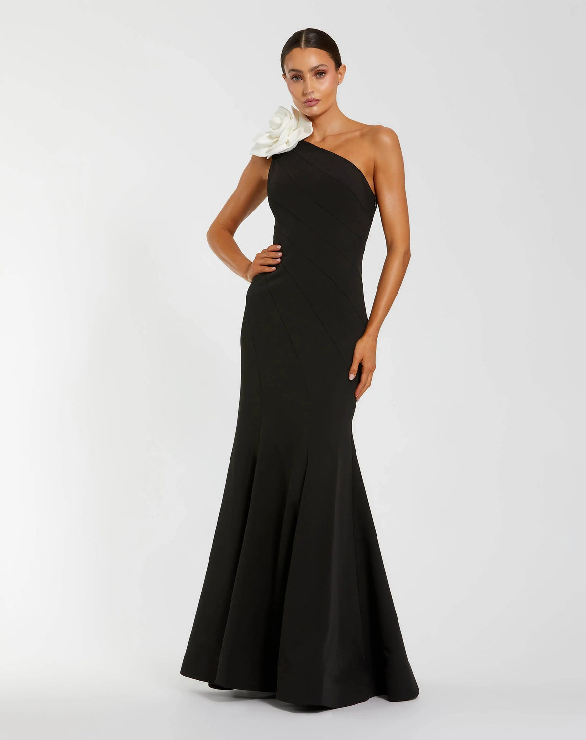 One Shoulder Mermaid Gown With 3D Flower