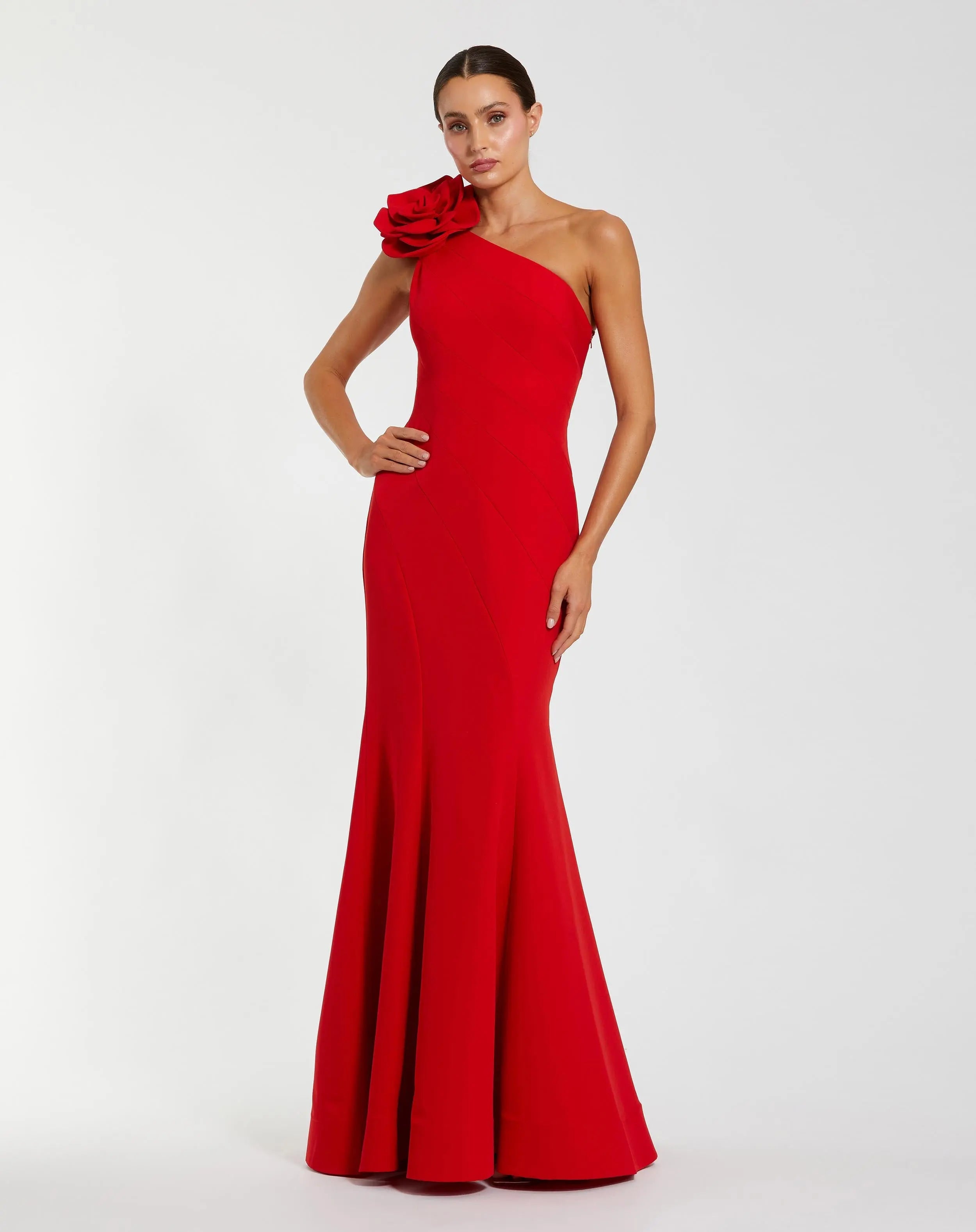 One Shoulder Mermaid Gown With 3D Flower