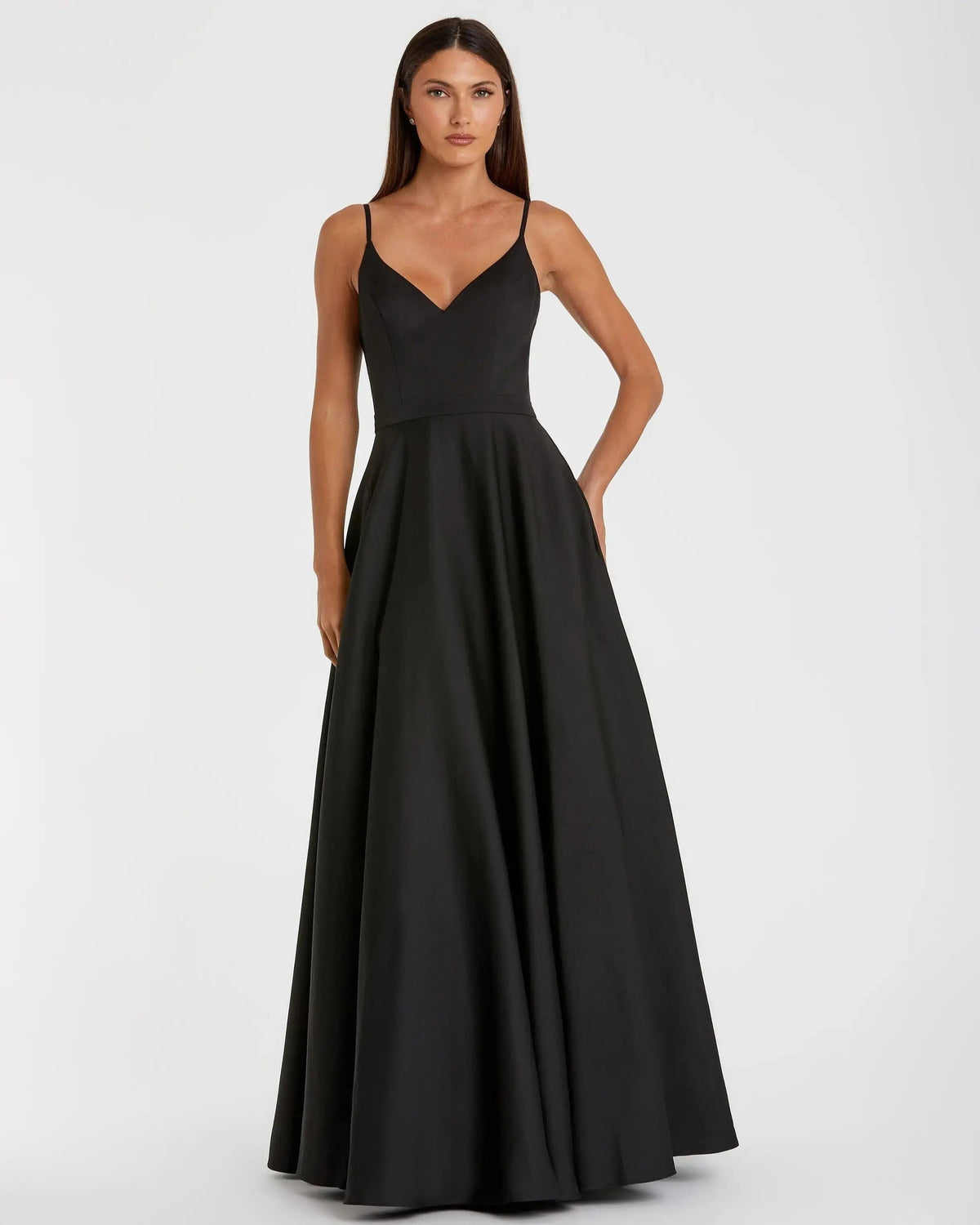 Black Classic A-Line V-Neck Ball Gown