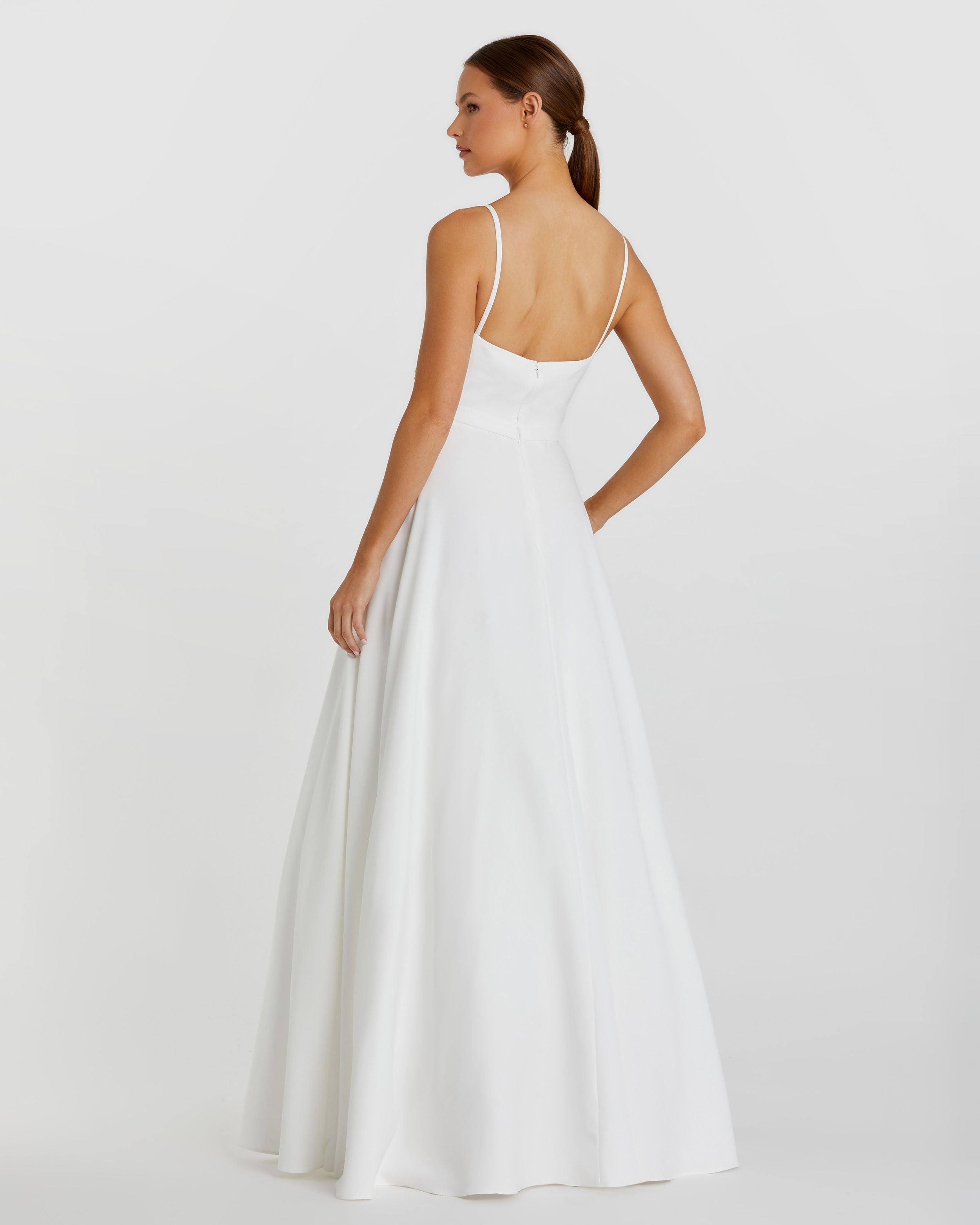 White Classic A-Line V-Neck Ball Gown