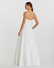 White Classic A-Line V-Neck Ball Gown