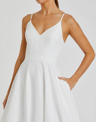 White Classic A-Line V-Neck Ball Gown
