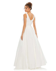 White Classic Sleeveless A-Line Gown with Pockets