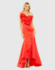 Red Strapless Bow Mermaid Gown - FINAL SALE