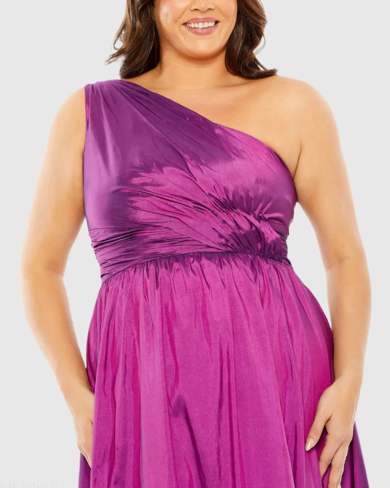 Purple One Shoulder Tiered Ruffle Hem Evening Gown (Plus) - FINAL SALE