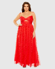 Keyhole Detail Sleeveless Chiffon Gown (Plus) - FINAL SALE