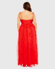 Red Keyhole Detail Sleeveless Chiffon Gown (Plus) - FINAL SALE