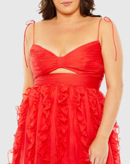 Red Keyhole Detail Sleeveless Chiffon Gown (Plus) - FINAL SALE