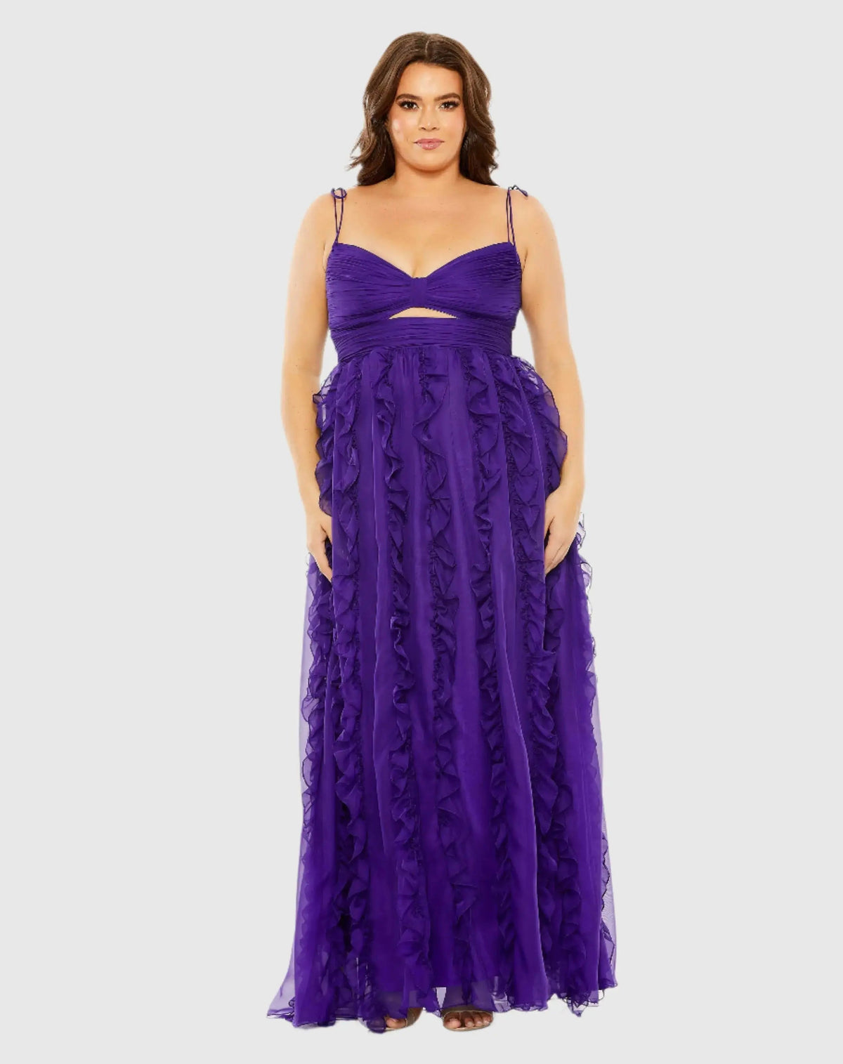 Keyhole Detail Sleeveless Chiffon Gown (Plus) - FINAL SALE