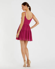 Purple Spaghetti Strap Faux Wrap Dress