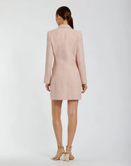 Pink Boucle Long Sleeve Blazer Mini Dress