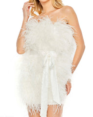 White Feather Strapless Mini Dress - FINAL SALE