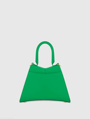 Green Angular Small Leather Handbag With Gold Hardware