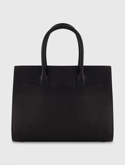 Black Large Leather Briefcase Bag With Gold Hardware