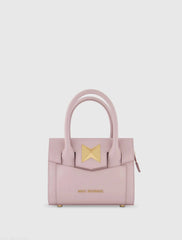 Purple Small Leather Tote Bag With Gold Hardware