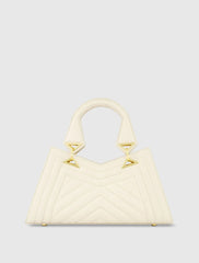 White Quilted Napa Leather Angular Handbag